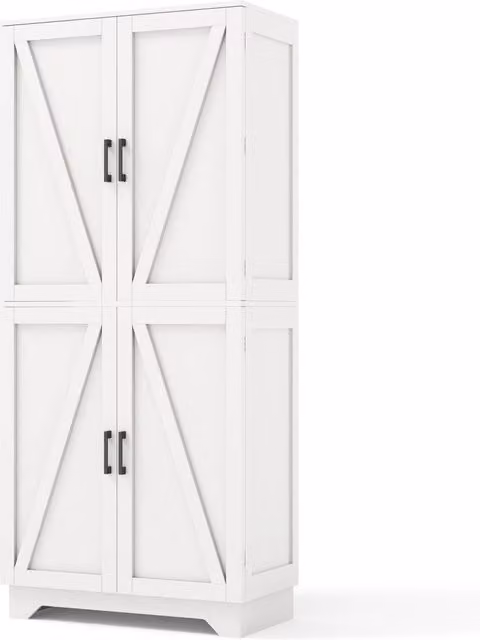 Mobile alto da cucina con 4 ante a effetto grana di legno e porta vino, armadio da 80x40x180 cm per soggiorno e sala da pranzo