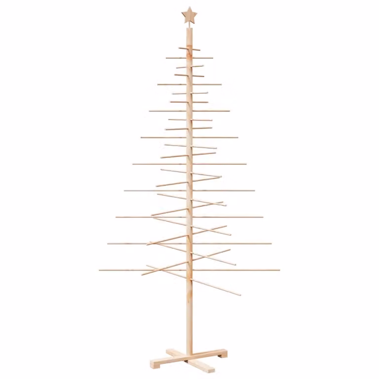 Albero di Natale Decorativo in Legno 210 cm Legno Massello Pino
