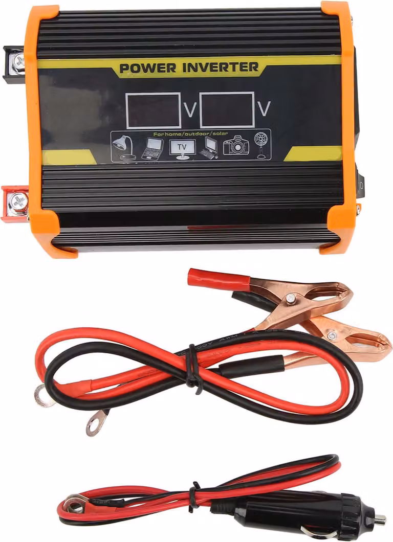 Inverter a onda sinusoidale modificata da 12 V a 110 V con due porte USB, display di tensione, inverter per autovetture
