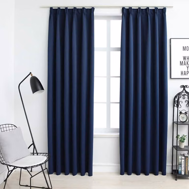 Set di 2 tende oscuranti vidaXL in poliestere blu con ganci, L: 140 cm x H: 175 cm