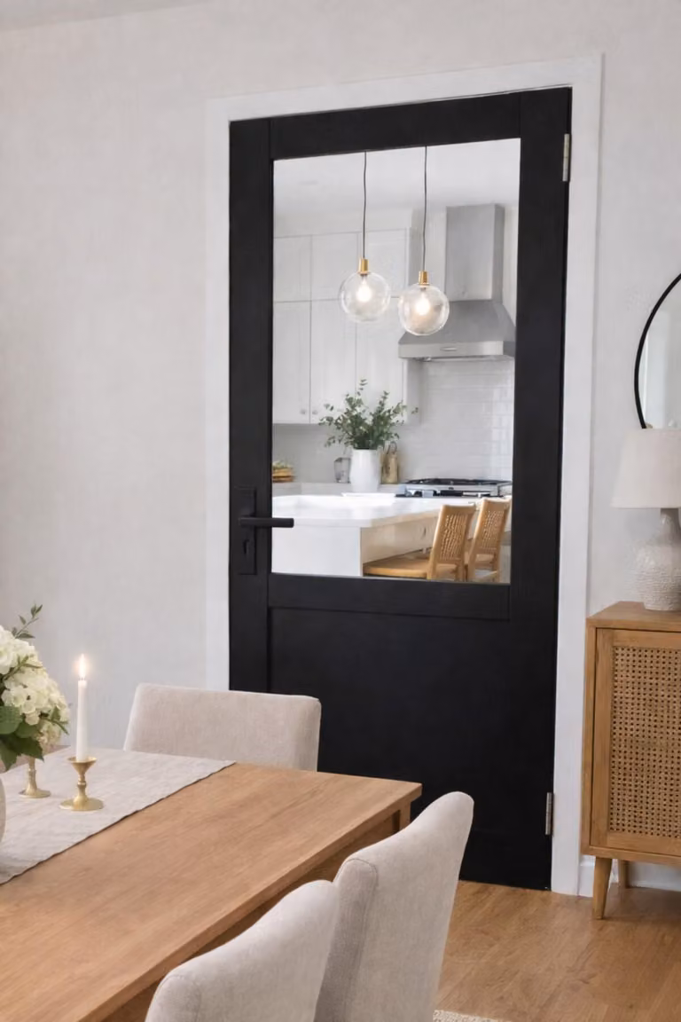 Bloc porta da officina nero senza maniglia H204 x L83 cm lato quadro P. sinistra, maniglia GD MENUISERIES