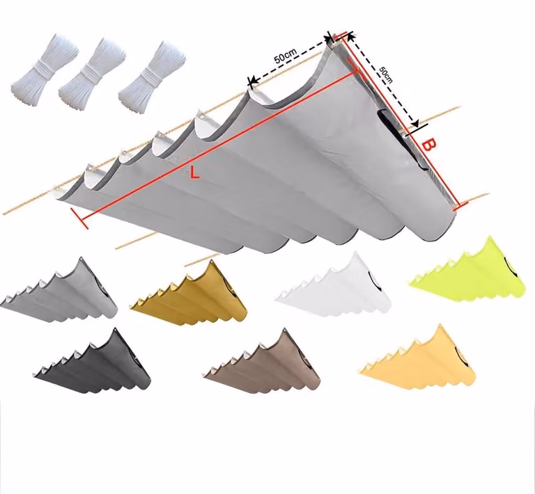 Telo ombreggiante impermeabile con occhielli, 2x15 metri, colore grigio