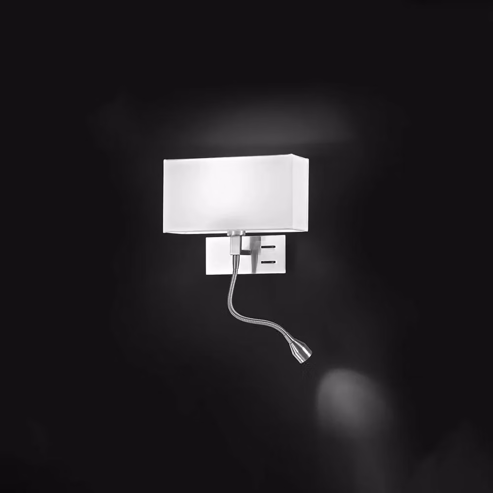 Applique da parete Perenz Illumina in metallo cromato e tessuto bianco con 1 luce E14 per camera da letto o soggiorno – 2