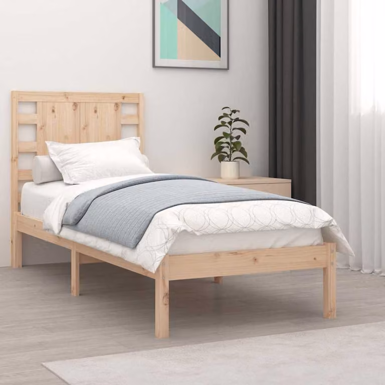 vidaXL Giroletto Singolo in Legno di Pino Massello con Doghe Fisse, L/P/H: 90 x 190 x 195,5 cm
