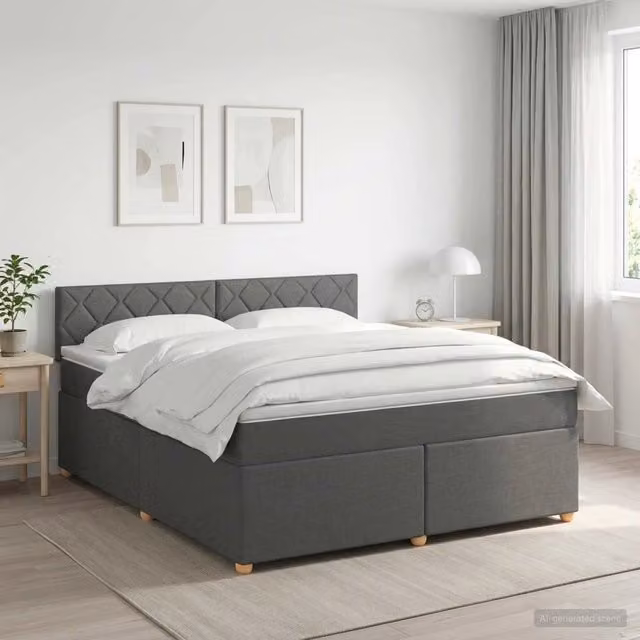 Letto box spring ibrido vidaXL con materasso a molle insacchettate Grigio Scuro L/P: 140 x 200 cm