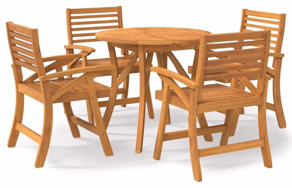 set da pranzo da giardino 5 pezzi in legno massiccio di acacia