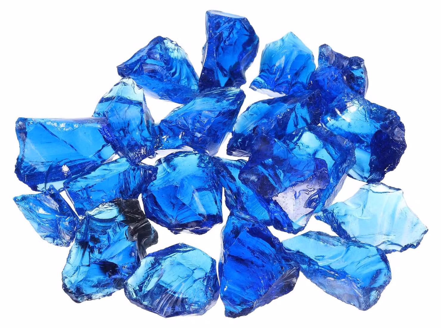 Vetri riflettenti per caminetto - Pezzi di vetro blu ad alta lucentezza
