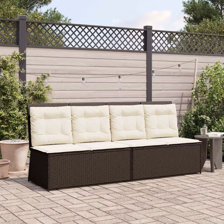 Panchina da giardino moderna vidaXL in rattan e metallo marrone e beige
