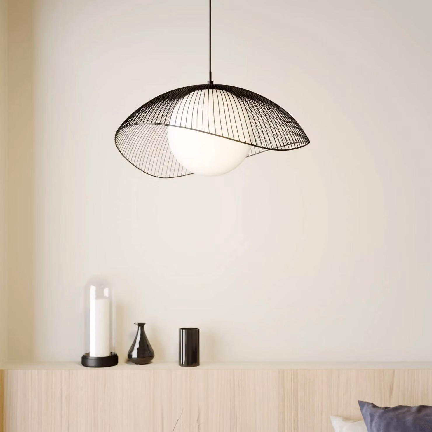 Lampada a sospensione Fabronia Lindby, dimmerabile, Nero, Soggiorno / Sala da pranzo, Metallo, Moderno, Lampada a sospensione