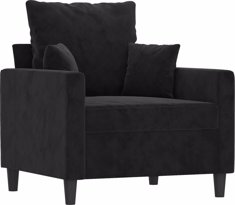 Poltrona Nero 60 cm Velluto