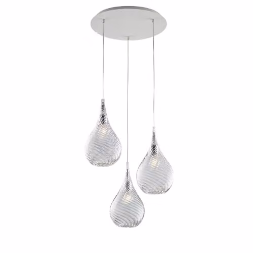 Lampadario Moderno Pluvia Metallo Trasparente 3 Luci E27