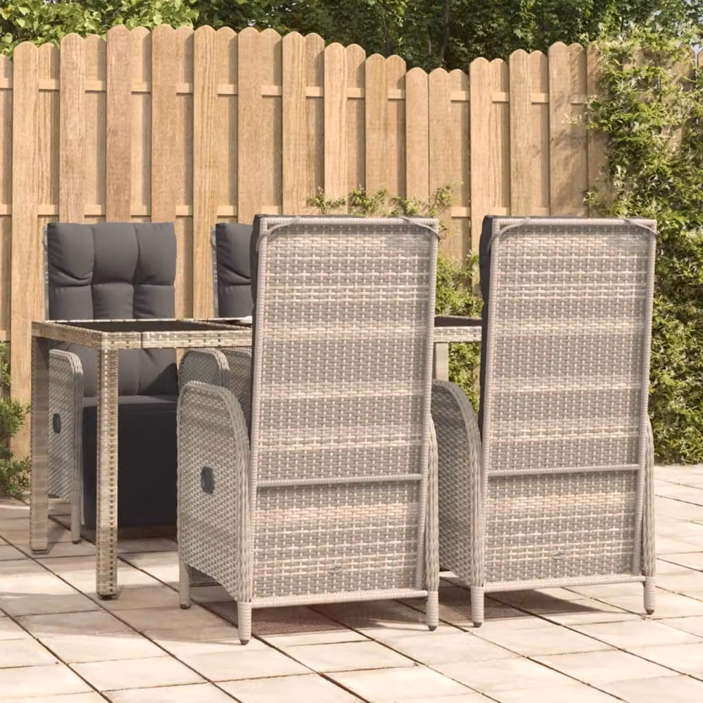 The Living Store Set da pranzo da giardino 5 pezzi con cuscini in poly rattan grigio