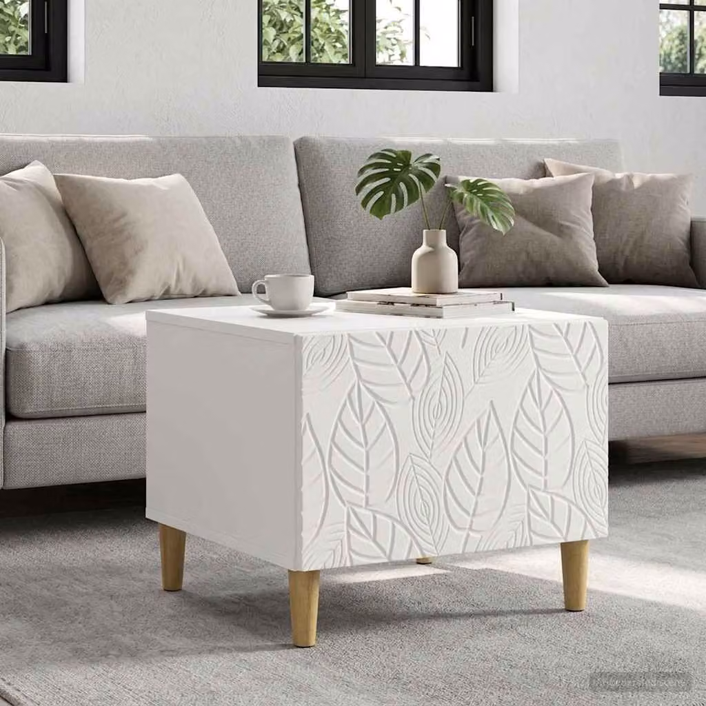 vidaXL Tavolino da salotto moderno in legno bianco L/P/H: 50 x 49 x 40 cm