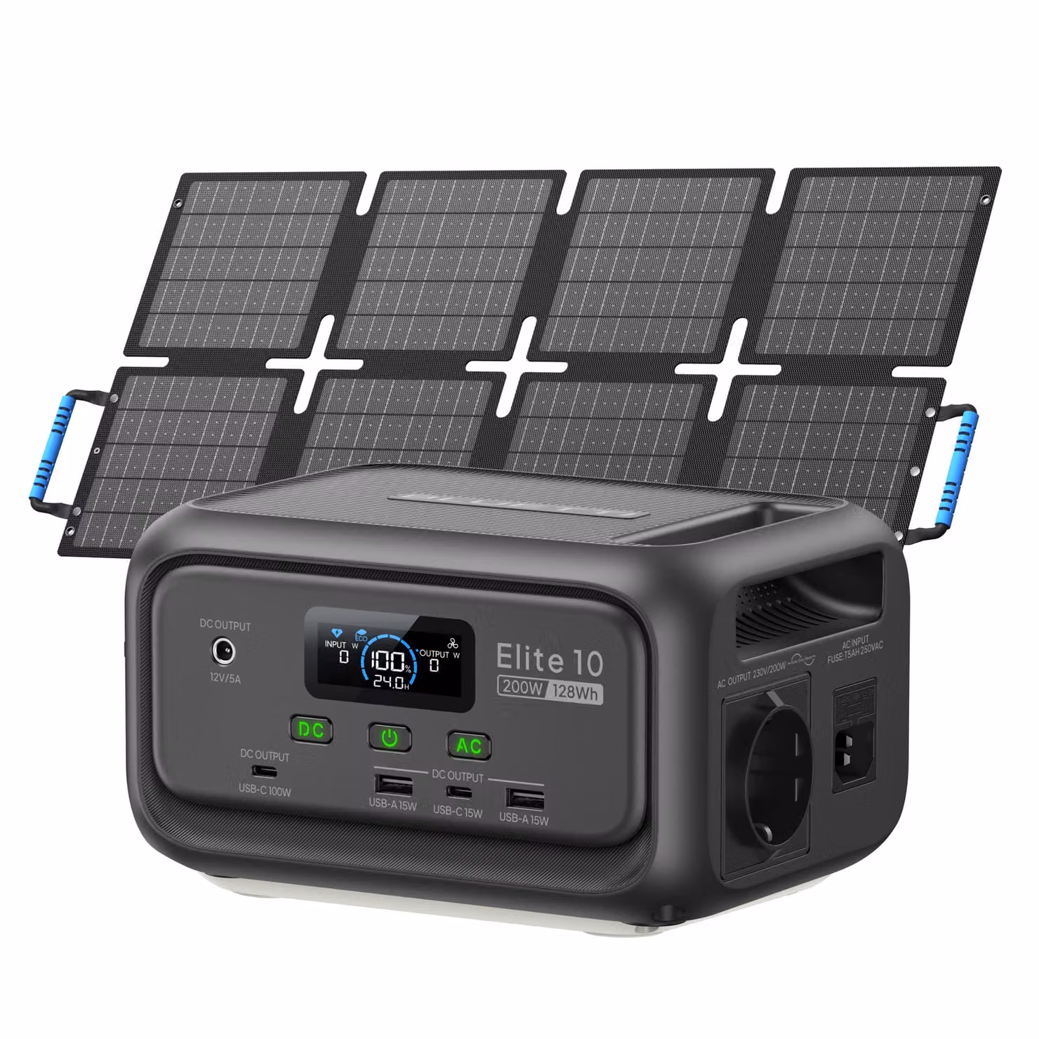 BLUETTI Elite 10 mini-centrale elettrica, portatile, batteria da 128 Wh con pannello solare da 60 W, UPS, generatore solare a ricarica rapida per campeggio e viaggi