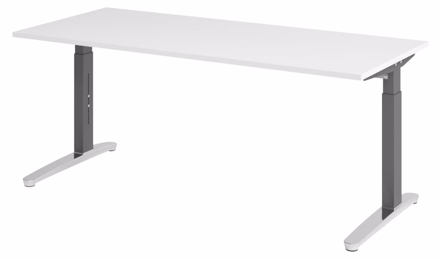 Scrivania bümö serie XB - Decorazione: bianco, dimensioni: 180 x 80 cm, struttura: grafite/alluminio lucido