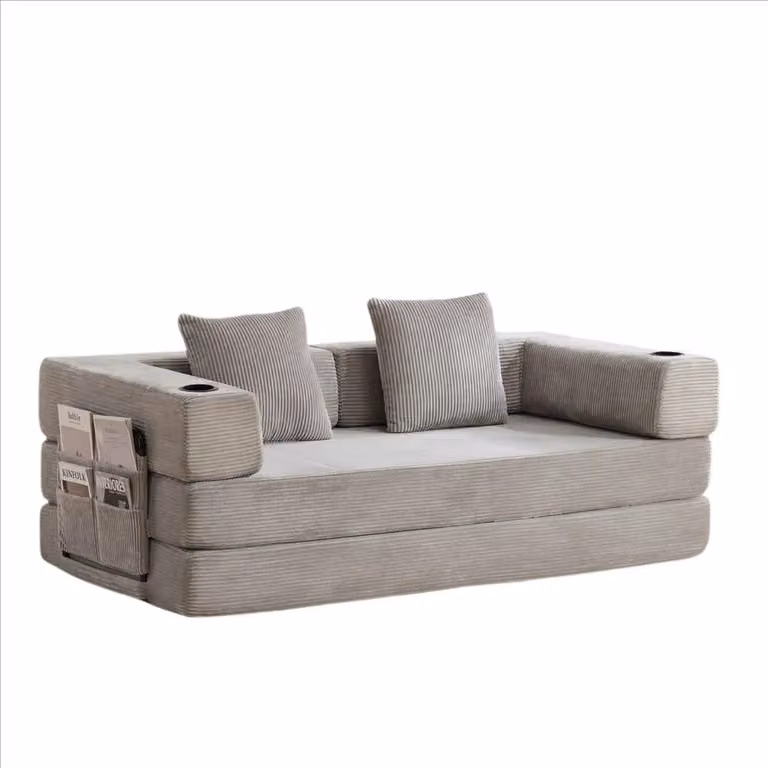 Divano angolare modulare - Divano corda - Divano da terra - Stile moderno - Salotto - Larghezza superiore a 240 cm - Grigio chiaro