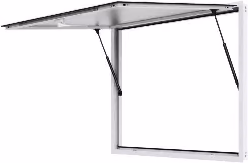 Finestra di servizio VEVOR per food truck in lega di alluminio argento, apertura girevole fino a 85 gradi con porta tenda e gancio di traino, L: 122 cm, H: 91,5 cm