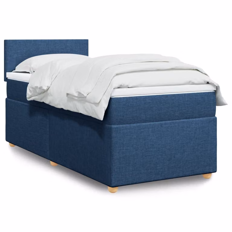 vidaXL Giroletto a Molle con Materasso in Tessuto Blu e Bianco, L/P: 100 x 200 cm
