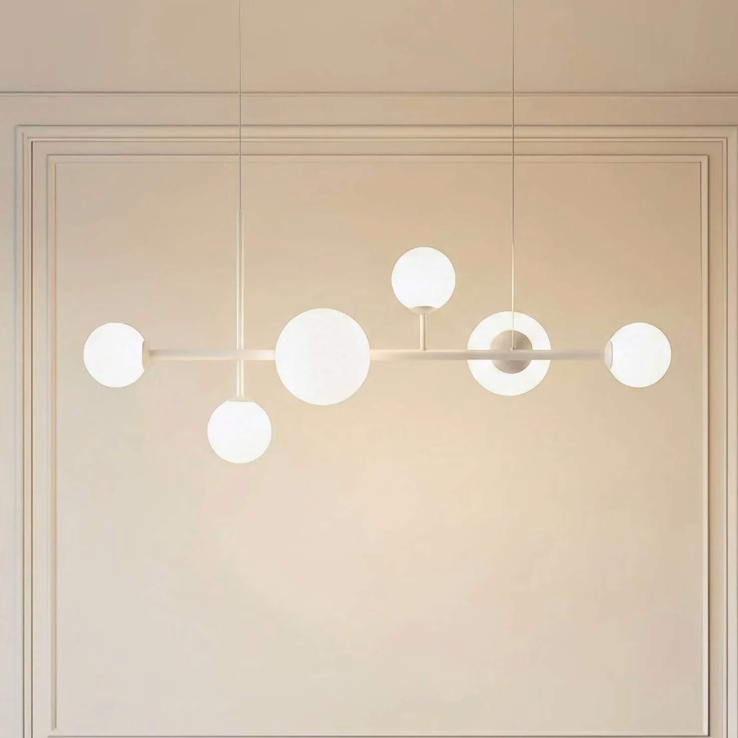 Lampada a sospensione Dione ALDEX, dimmerabile, Bianco / Opale, Soggiorno / Sala da pranzo, Vetro, Moderno, Lampada a sospensione