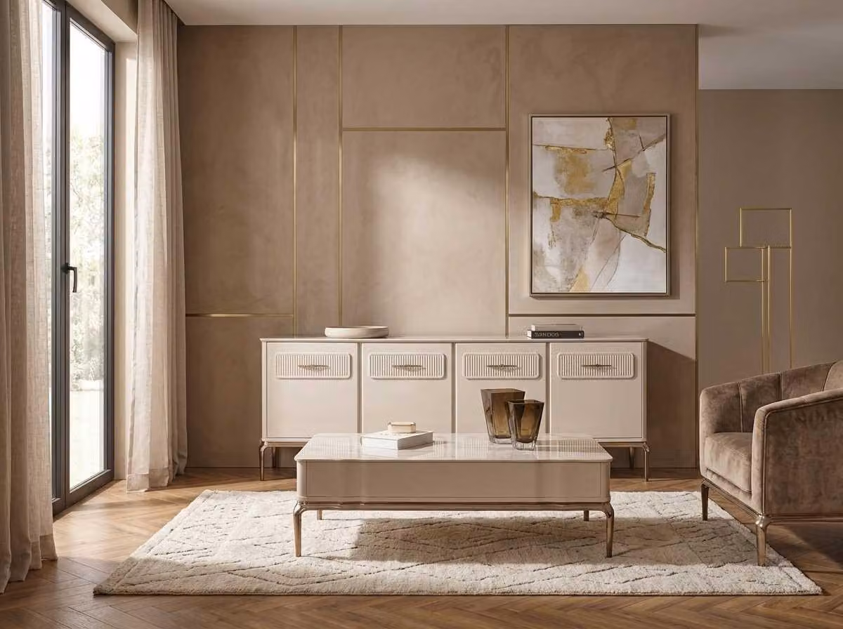Mobile bar, tavolino da caffè, beige, moderno, elegante, set di mobili per la TV