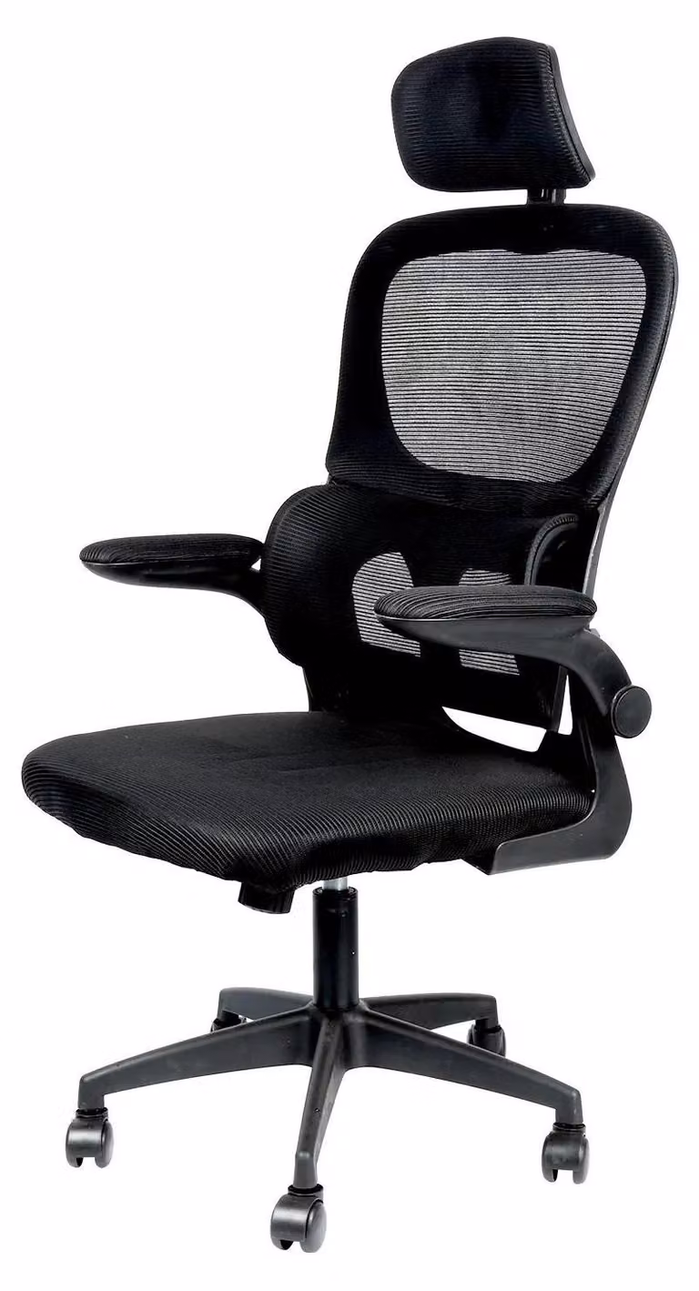 Sedia da ufficio ergonomica - Sedia da scrivania - Poggiatesta - Braccioli regolabili - Regolabile in altezza - Funzione di oscillazione/inclinazione - Girevole a 360° - Rotelle - Nero