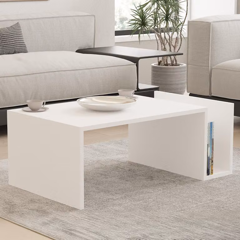 Rometta - Tavolino da Salotto, 87x50x32h cm Bianco, un Vano