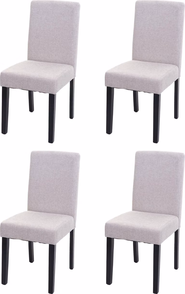 Set di 4 sedie da sala da pranzo Sedie da cucina classiche e intramontabili | A x L x P 90 x 43 x 56 cm | Altezza seduta 45 cm | Tessuto | Gambe scure | Beige crema