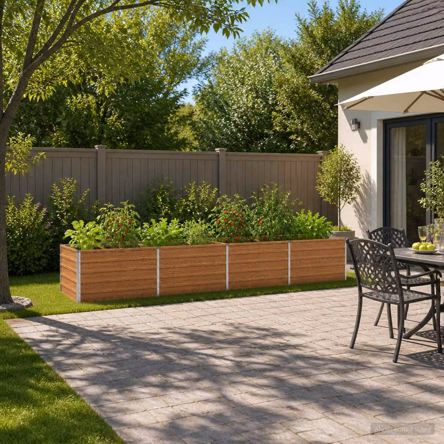 Letto rialzato da giardino vidaXL in metallo corten marrone L: 320 cm, P: 80 cm, H: 55 cm