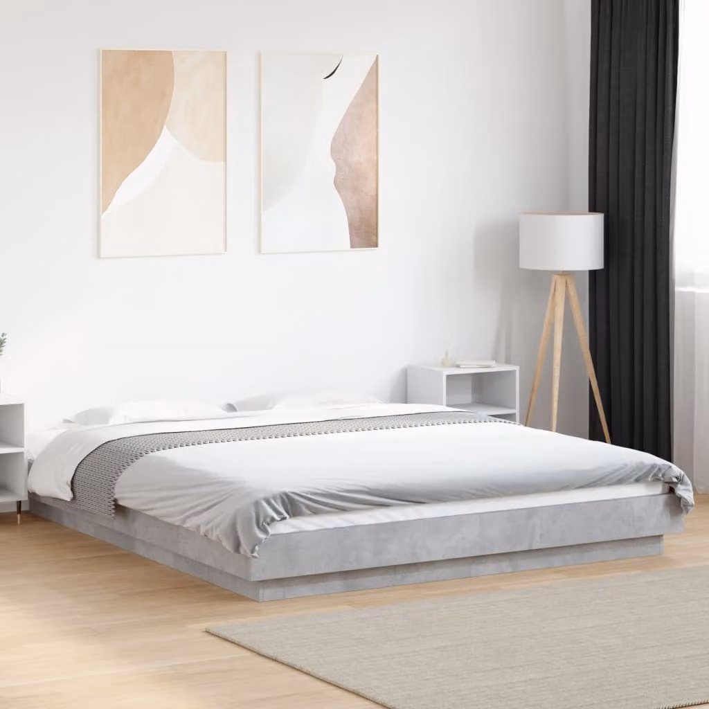 vidaXL Giroletto moderno in legno multistrato grigio con doghe fisse L/P: 160 x 200 cm