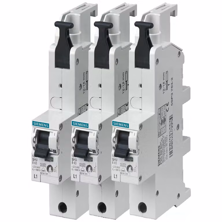 Interruttore magnetotermico principale Siemens (SHU), unipolare, E 63 A, 230/400 V (set con L1, L2, 5SP37632)