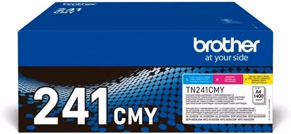 Set di 3 cartucce toner originali Brother TN-241CMY multicolore per stampanti laser MFC-9140CDN, MFC-9330CDW, HL-3140CW, HL-3150CDW