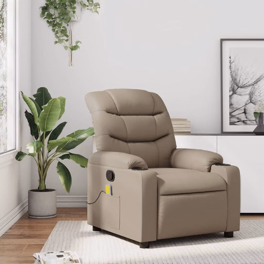 Poltrona Reclinabile Relax vidaXL in Similpelle Beige e Marrone con Braccioli