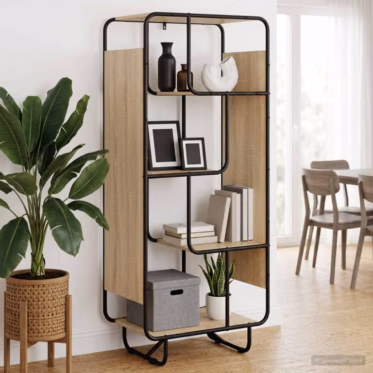 Credenza stile industrial vidaXL in legno ingegnerizzato e metallo, colore marrone, L 60 cm x P 37.5 cm x H 144 cm