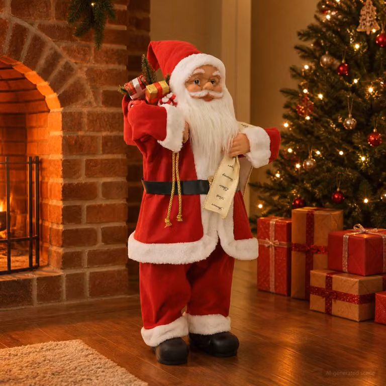 vidaXL Statuetta di Babbo Natale Rosso 62 cm Poliestere