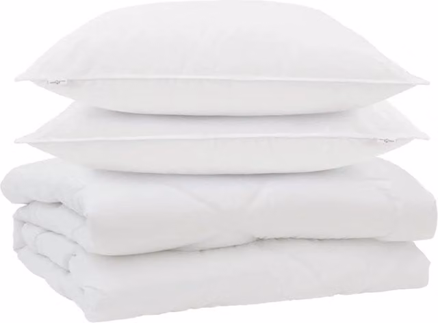 Set di 3 pezzi composto da piumone e cuscini in microfibra traspirante bianco per adulti