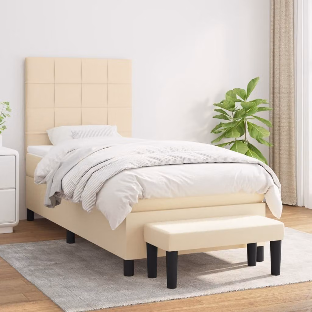 Maison Exclusive - Giroletto a Molle con Materasso Crema 90x200 cm inTessuto
