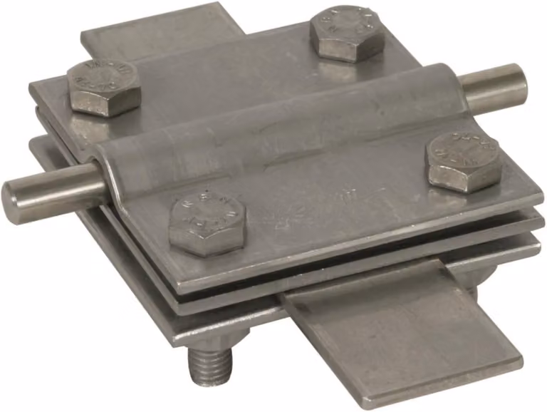 DEHN Croce, NIRO V4A, per Rd 7-10 mm, Fl 40x40 mm, con piastra intermedia, 1 pz.