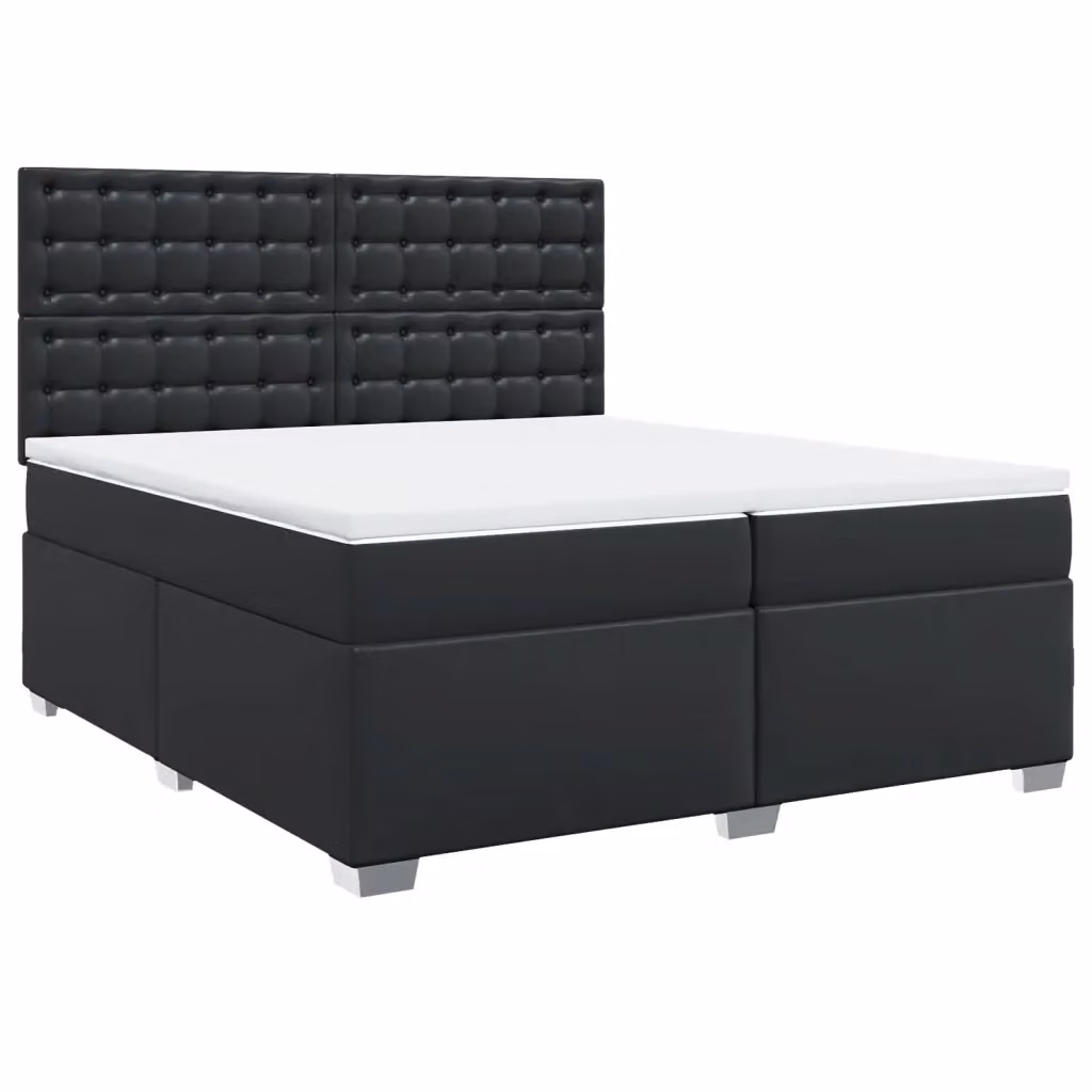 Letto con Giroletto a Molle e Materasso Ibrido vidaXL in Similpelle Nero e Bianco L/P: 200 x 200 cm – 2