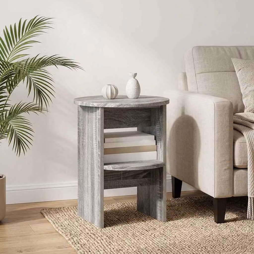 Tavolino laterale mobile vidaXL in legno ingegnerizzato color Sonoma grigio, Ø 40 x 50 cm