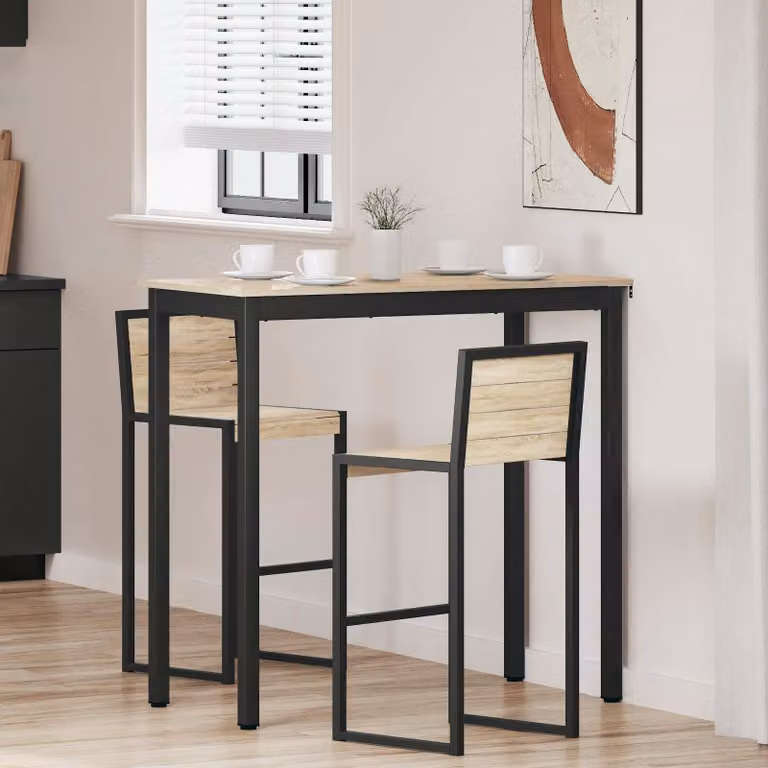 vidaXL Tavolo Bar Moderno Rettangolare in Legno MDF e Metallo per Cucina e Sala da Pranzo