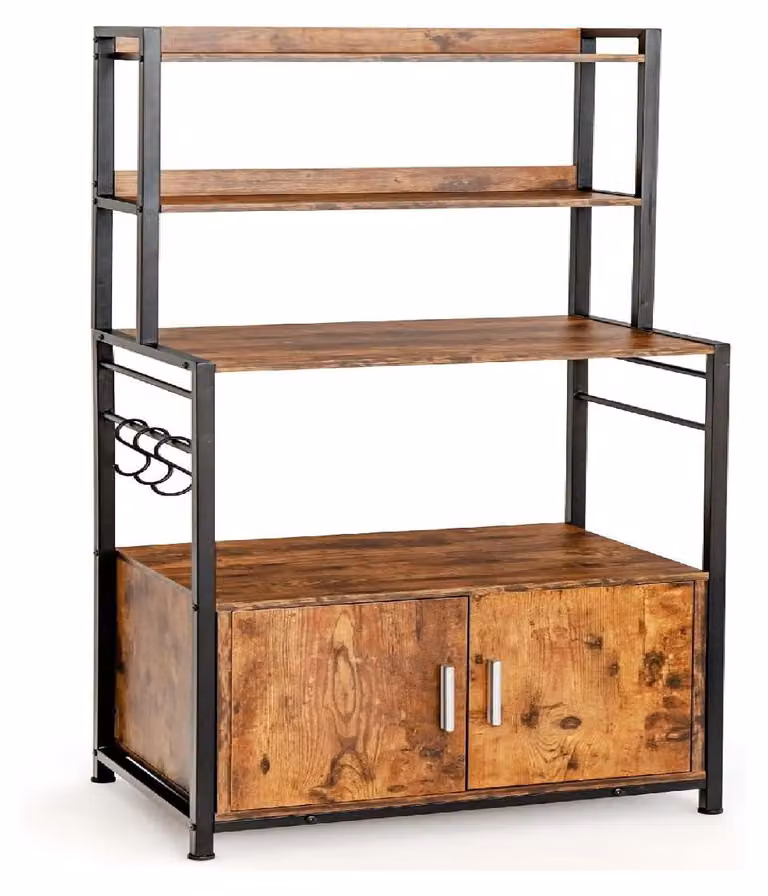 Ripiano per cucina - Mobiletto da cucina - Scaffale portaoggetti - Ripiano per microonde - Design industriale - Scaffale a quattro livelli con mobiletto portaoggetti
