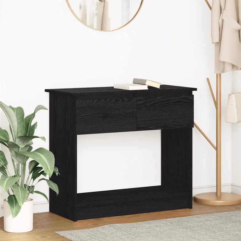 vidaXL Tavolo Consolle Moderno con Cassetti Nero L: 85,5 cm, P: 38,5 cm, H: 74,5 cm