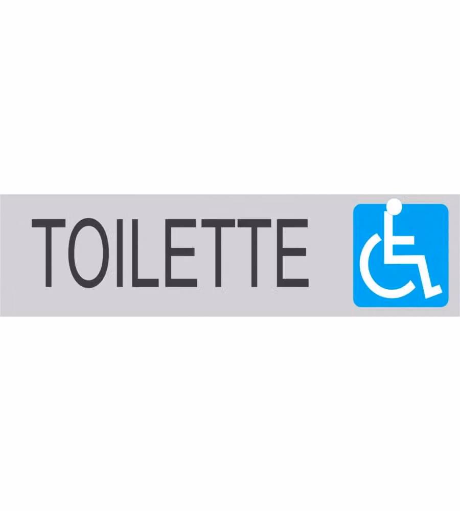 ROSH Targa Adesiva Toilette Disabili 4x15 cm Grigia in Vinile Rigido