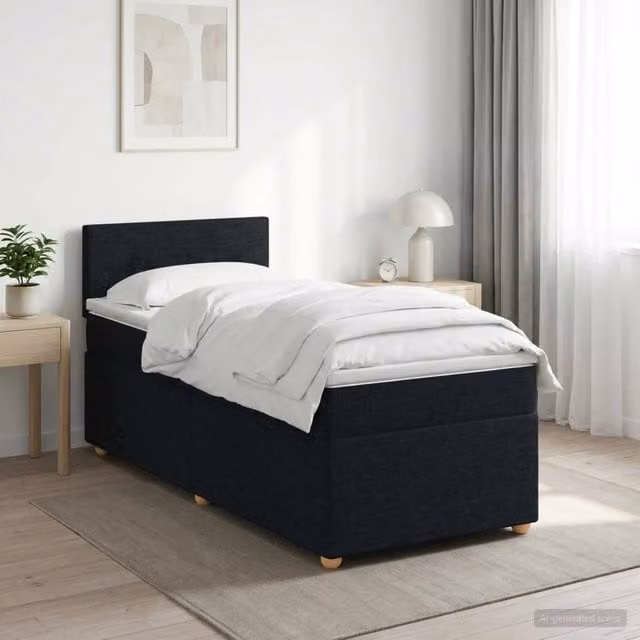 Letto box spring con materasso Nero 100 x 200 cm Tessuto 3450890