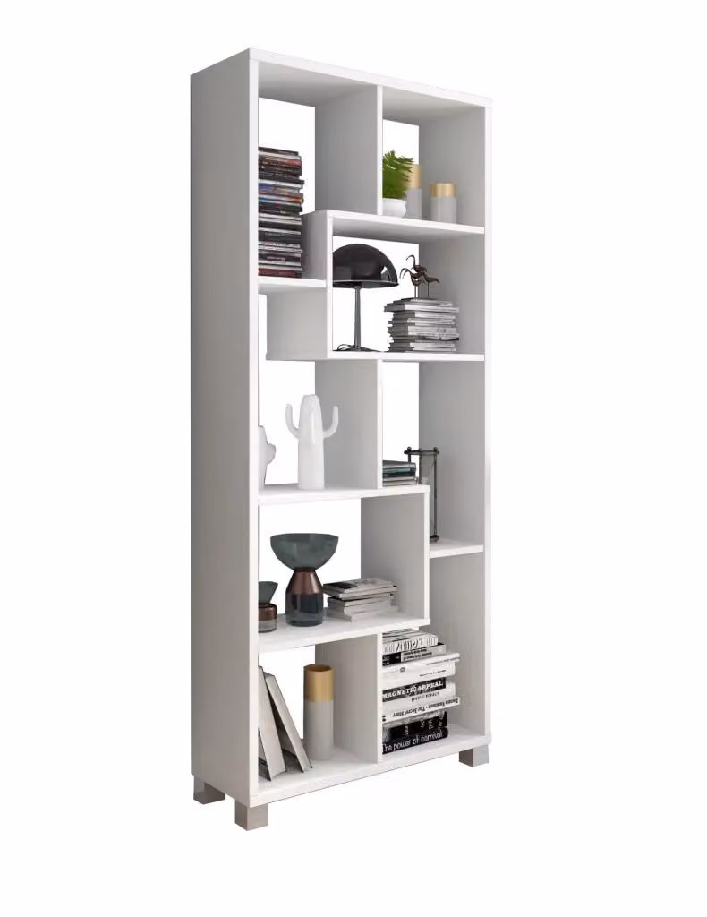Biblioteca Veniano DMORA, Libreria Moderna con 8 Ripiani, Bianco, L: 68 cm, P: 25 cm, H: 161 cm – 2