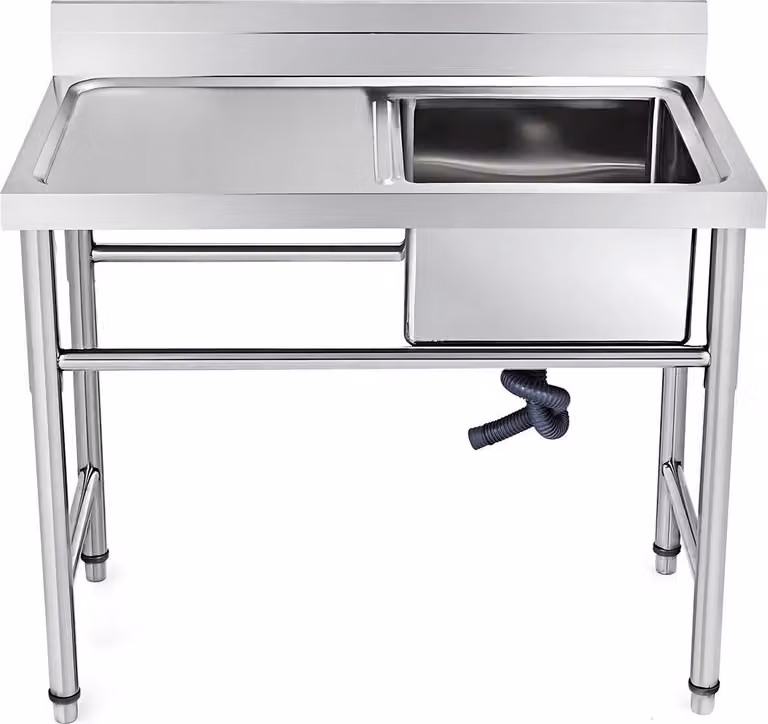 Lavello da cucina indipendente – Lavello da cucina – Mobile per isole cucina e ristorazione – Acciaio inox – Con piano di lavoro