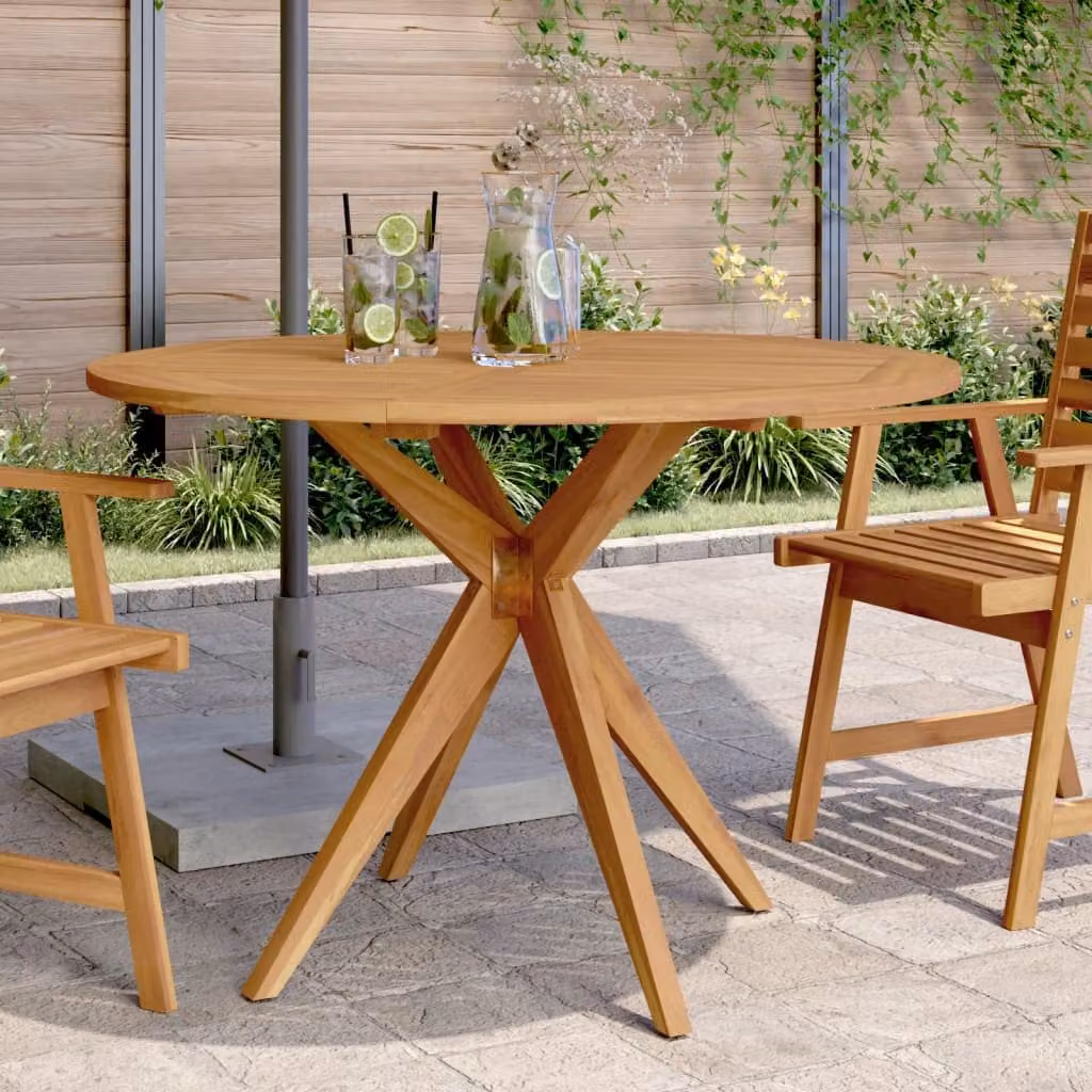 vidaXL Tavolo da Giardino Rotondo in Legno di Acacia Marrone, Diametro: 110 cm, Altezza: 75 cm