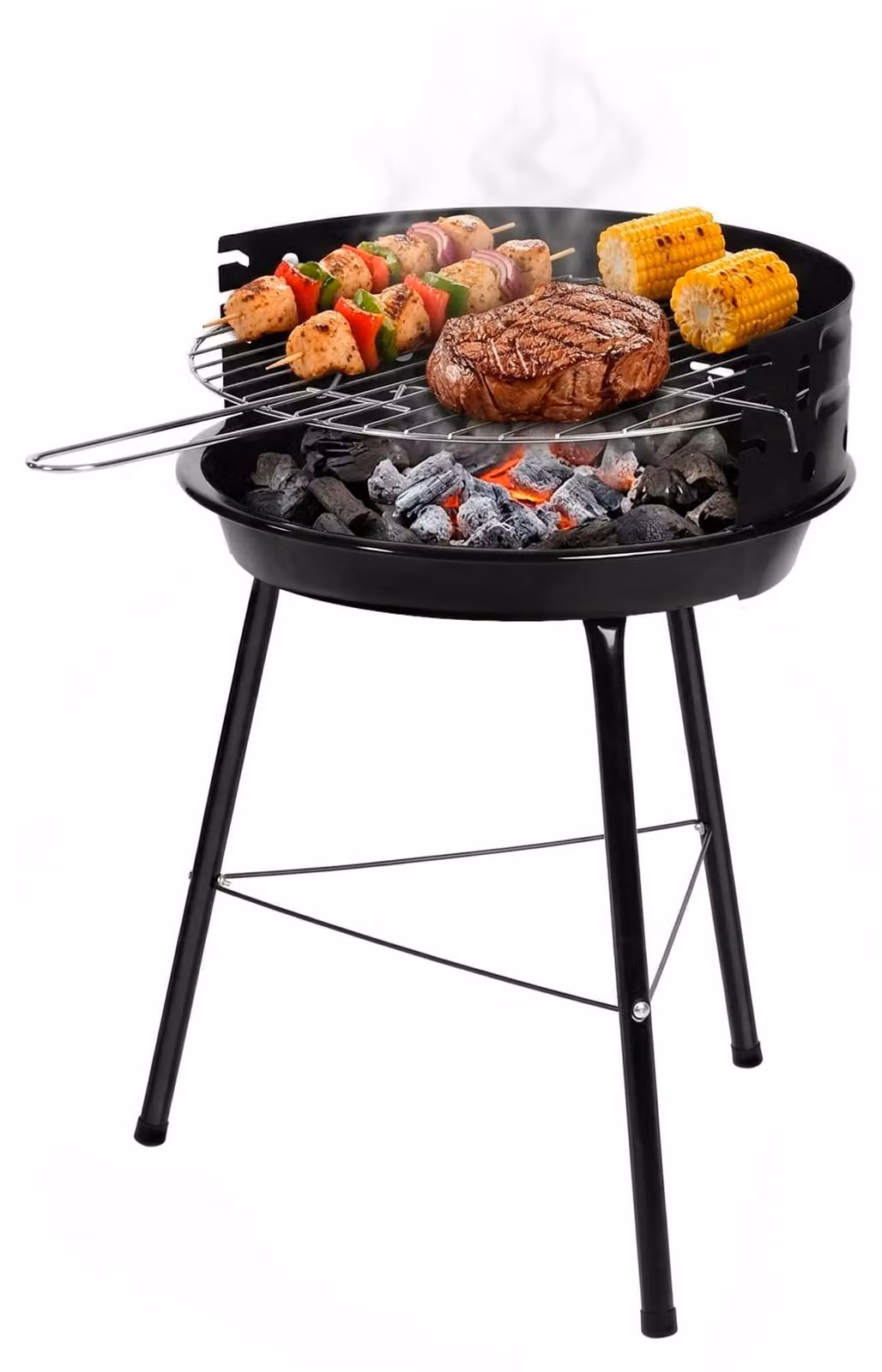 Barbecue a carbone, modello compatto - 33x35x56 cm - Acciaio - Nero