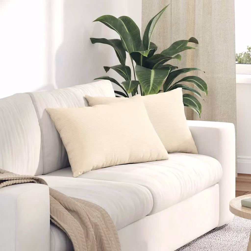 Set di 2 cuscini da divano vidaXL in tessuto di velluto a coste beige, L 60 cm x P 40 cm