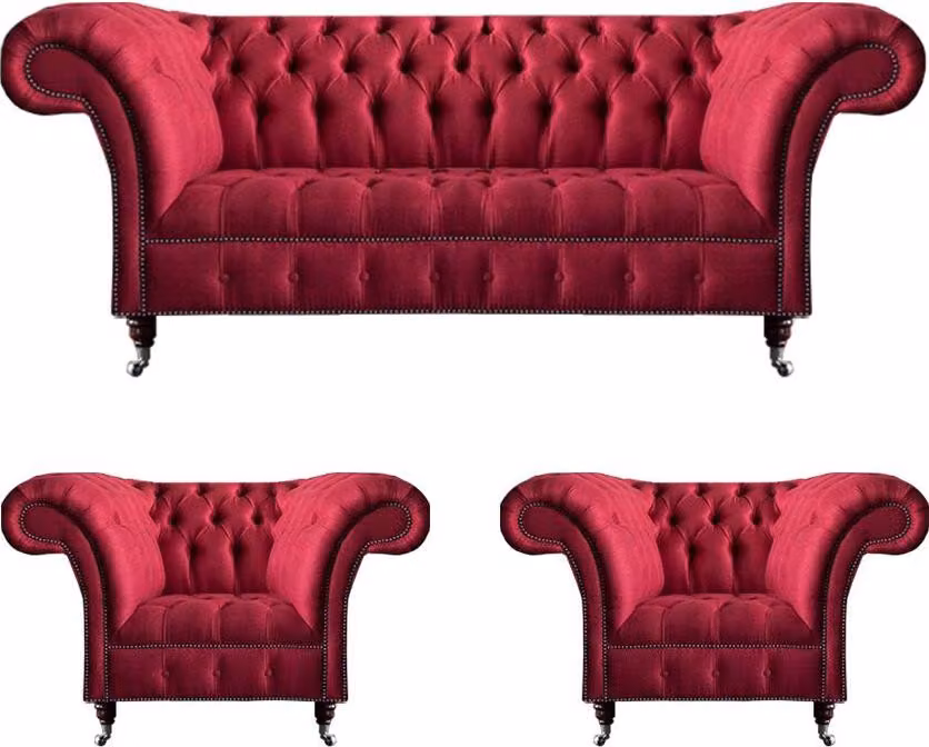 Stilvolle Rosa Chesterfield Couchen Edle Sofagarnitur Wohnzimmer Möbel